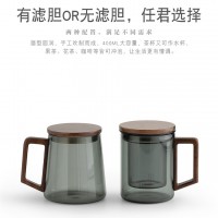 透黑木璃玻璃茶具辦公三件杯 玻匠人十大品牌茶具